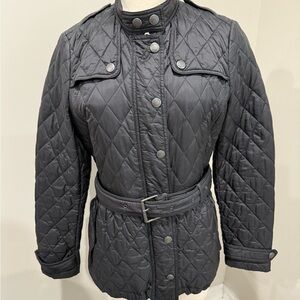Burberry Black Utility Jacket with Quilted Design and Belt